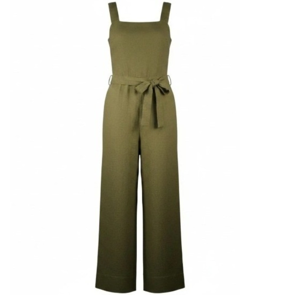 Quince Olive Green 100% Linen Wide Leg Jumpsuit Womens Small NWT Sustainable